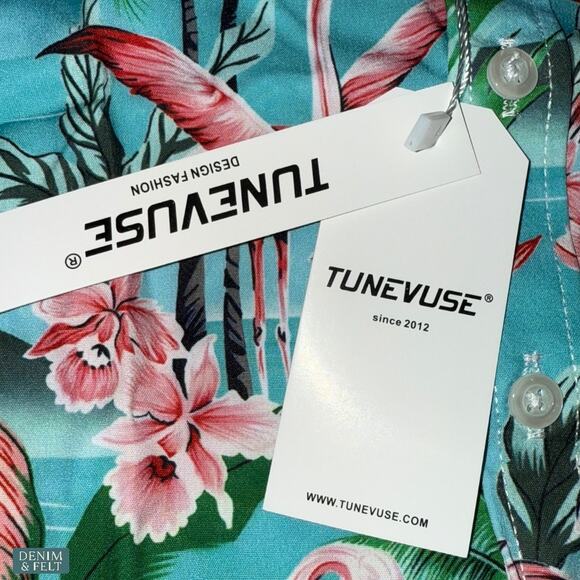 TUNEVUSE Boys Flamingo 3pc Cabana Set Shirt Shorts Hat Beach Vacation NEW~NWT!! - Picture 14 of 15